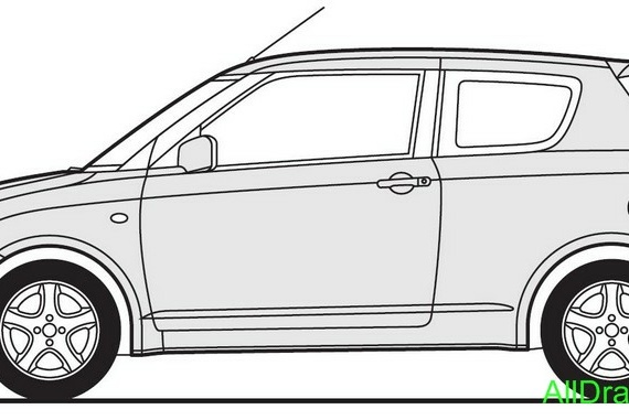 Suzuki Swift 3dооr (2006) (Сузуки Свифт 3дверный (2006)) - чертежи (рисунки) автомобиля